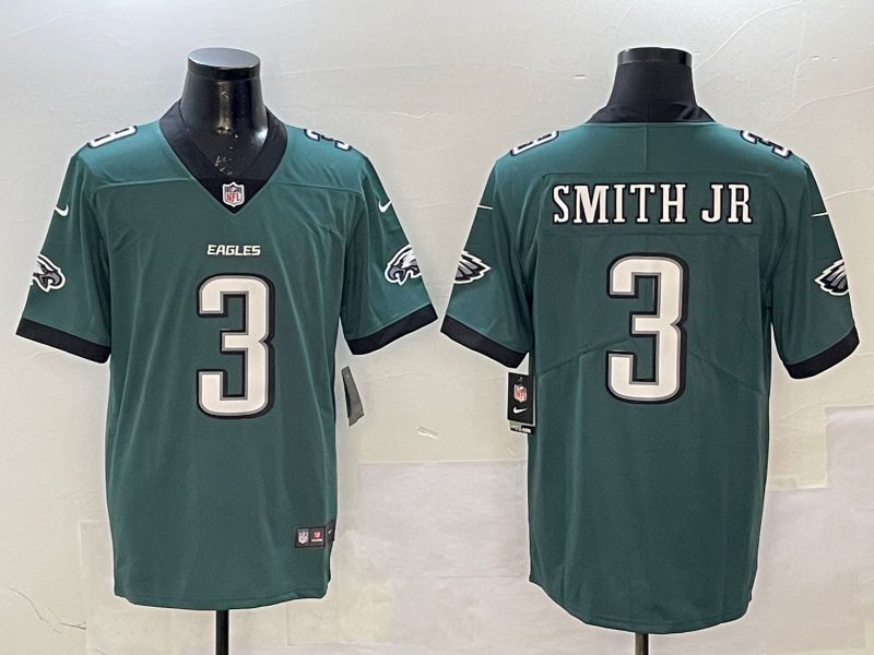 Men Philadelphia Eagles #3 Smith jr Green Second generation 2025 Nike Limited NFL Jersey style 1